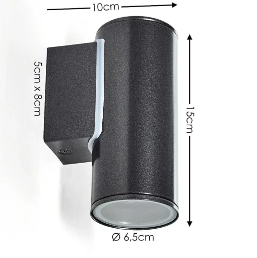 Applique Murale D'Exterieur Brachy Led Noir, 2 Lumieres