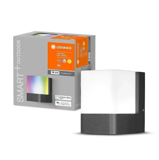 Applique Murale D'Exterieur Ledvance Cube Gris, 1 Lumiere, Changeur De Couleurs