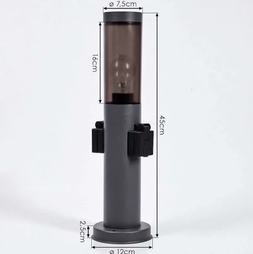 Borne Lumineuse Gaborone Anthracite, 1 Lumiere