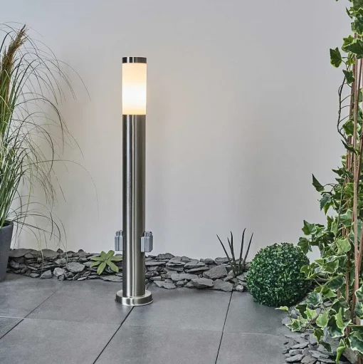 Borne Lumineuse Sessa Nickel Mat, 1 Lumiere