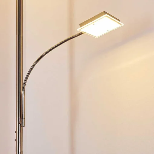 Lampadaire A Vasque Veteli Led Acier Inoxydable, 2 Lumieres