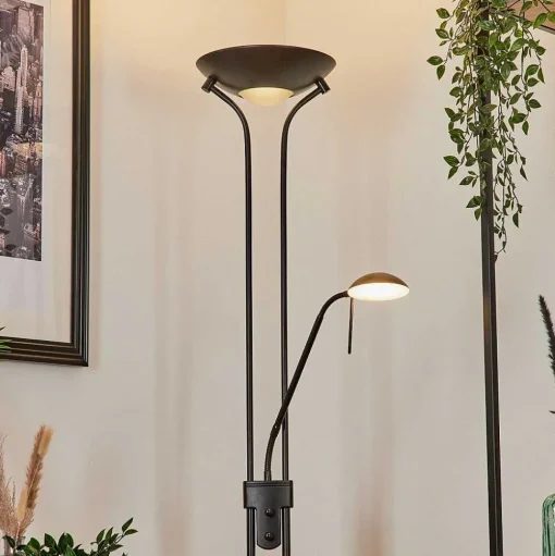 Lampadaire Biot Led Noir, 2 Lumieres