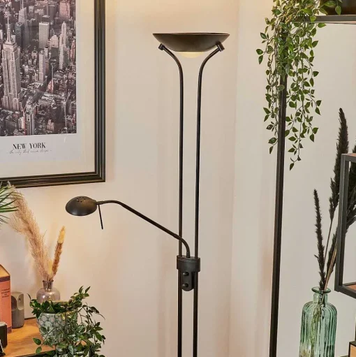 Lampadaire Biot Led Noir, 2 Lumieres