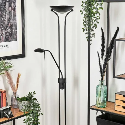Lampadaire Biot Led Noir, 2 Lumieres