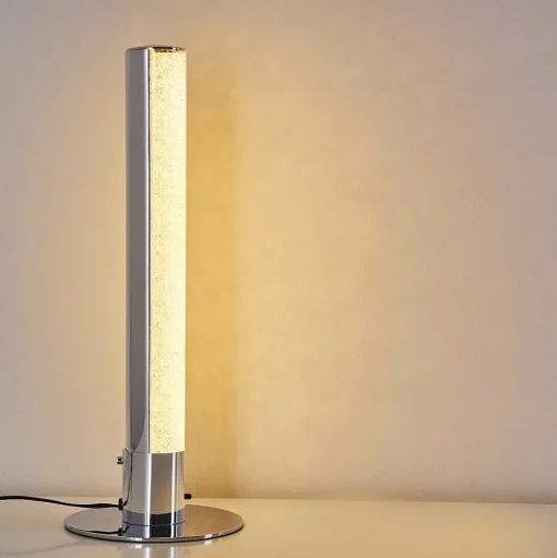 Lampe A Poser Flaut Led Chrome, 1 Lumiere, Telecommandes, Changeur De Couleurs