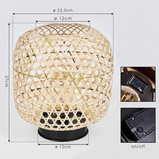 Lampe Solaire Conneaut Led Bois Clair, Noir, 1 Lumiere