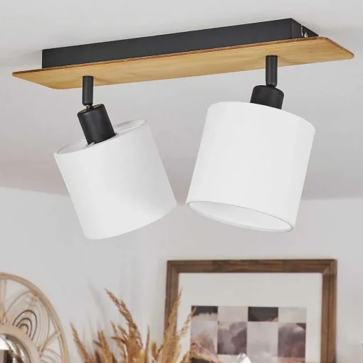 Plafonnier Alsen Ecru, Noir, 2 Lumieres