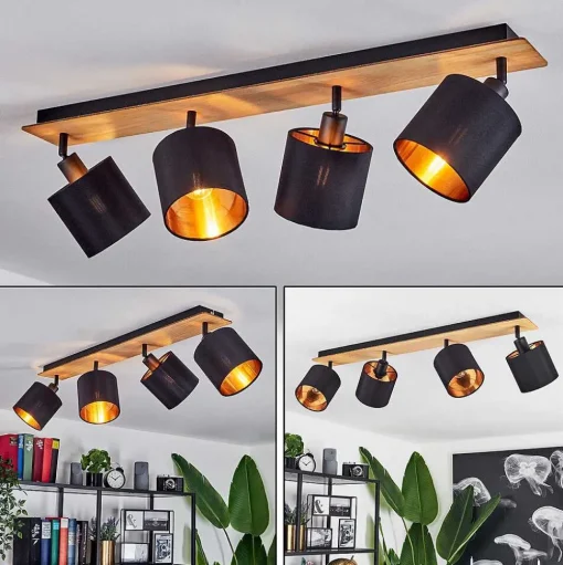 Plafonnier Alsen Ecru, Noir, 4 Lumieres