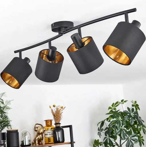 Plafonnier Alsen Noir, 4 Lumieres