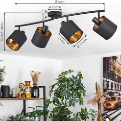 Plafonnier Alsen Noir, 4 Lumieres