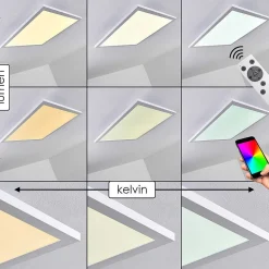 Plafonnier Bankura Led Blanc, 1 Lumiere, Telecommandes, Changeur De Couleurs