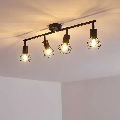 Plafonnier Baripada Noir, 4 Lumieres