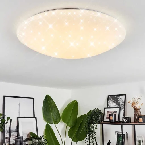 Plafonnier Melres Led Blanc, 1 Lumiere, Telecommandes