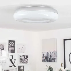 Plafonnier Monfebres Led Argente, Blanc, 1 Lumiere, Telecommandes, Changeur De Couleurs