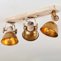 Plafonnier Orny Bronze, Bois Clair, 3 Lumieres