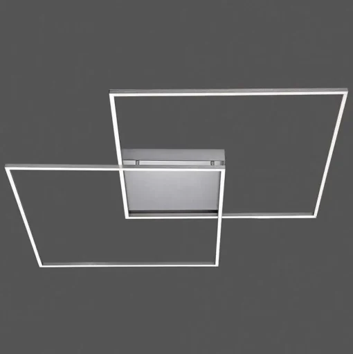 Plafonnier Paul Neuhaus Q-Inigo Led Acier Inoxydable, 2 Lumieres, Telecommandes