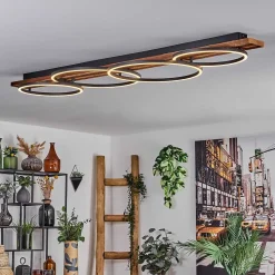 Plafonnier Pompu Led Ecru, Noir, 1 Lumiere