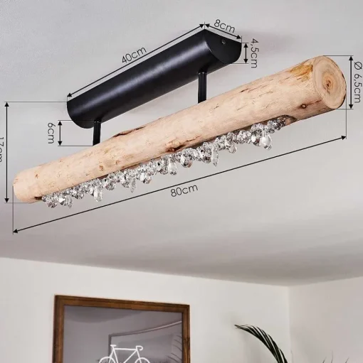 Plafonnier Rodeche Led Bois Clair, Noir, 1 Lumiere