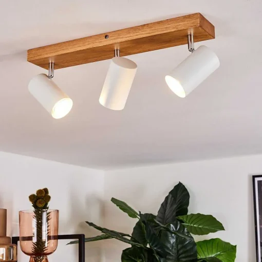 Plafonnier Zuoz Bois Clair, 3 Lumieres