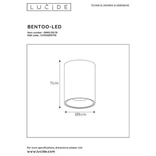 Spot Lucide Bentoo Led Blanc, 1 Lumiere