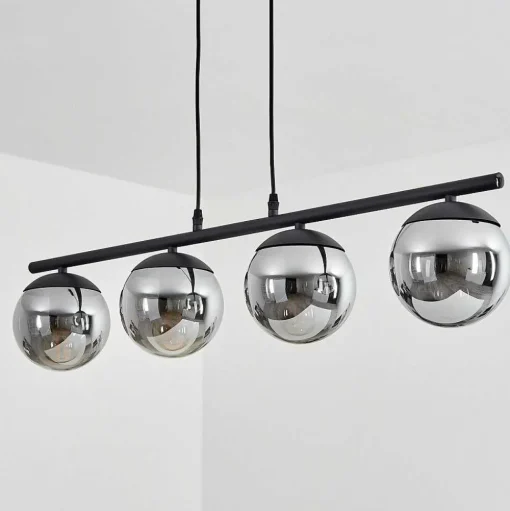 Suspension Agropoli Noir, 4 Lumieres
