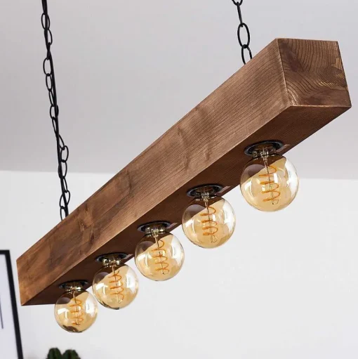 Suspension Berat Brun, Noir, 5 Lumieres