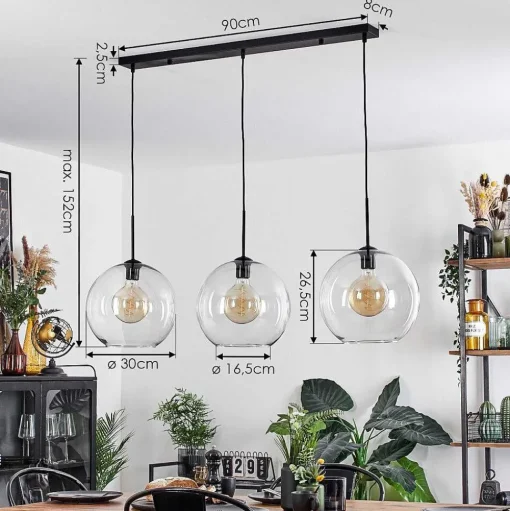 Suspension Boules 30 Cm Koyoto Clair, 3 Lumieres