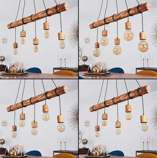 Suspension Canedo Brun, Noir, 5 Lumieres
