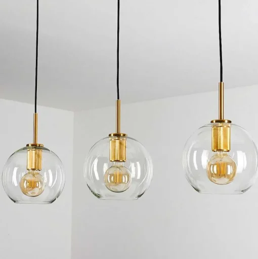 Suspension Karo Laiton, Noir, 3 Lumieres