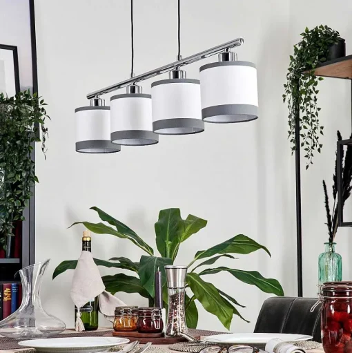 Suspension Lohobe Chrome, Noir, 4 Lumieres