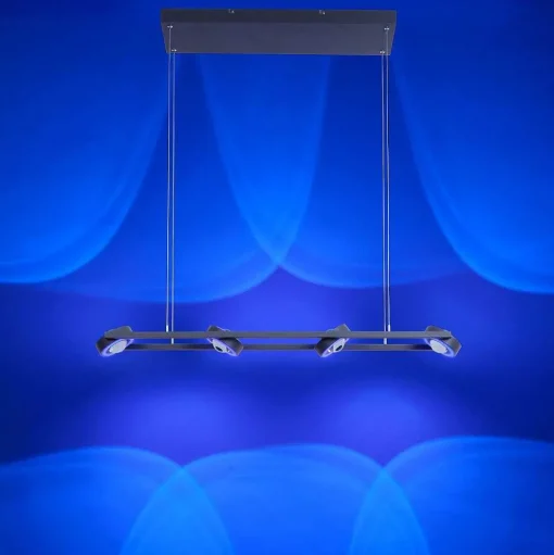 Suspension Paul Neuhaus Q-Mia Led Anthracite, 16 Lumieres, Telecommandes, Changeur De Couleurs