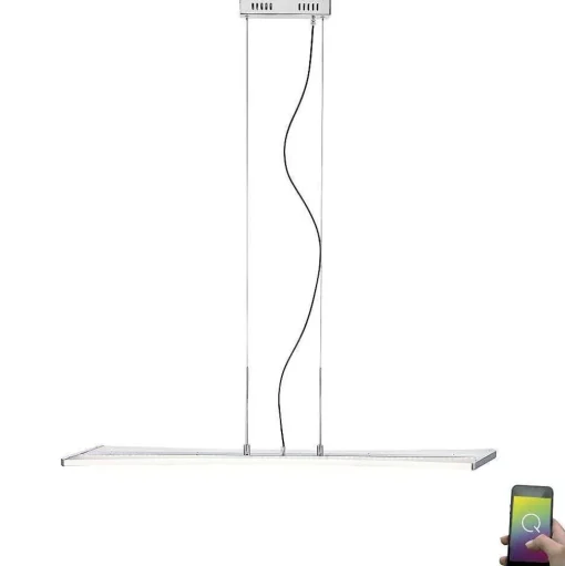 Suspension Paul Neuhaus Q-Riller Led Chrome, 14 Lumieres, Telecommandes, Changeur De Couleurs