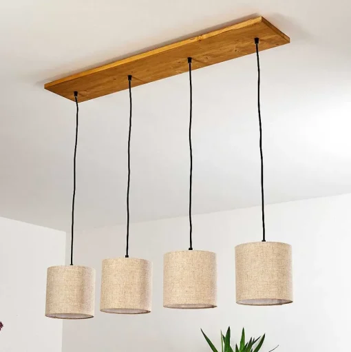 Suspension Shiburg Bois Clair, 4 Lumieres