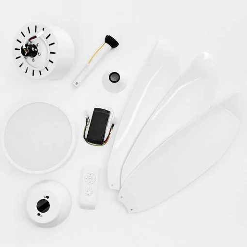 Ventilateur De Plafond Doha Led Blanc, 1 Lumiere, Telecommandes