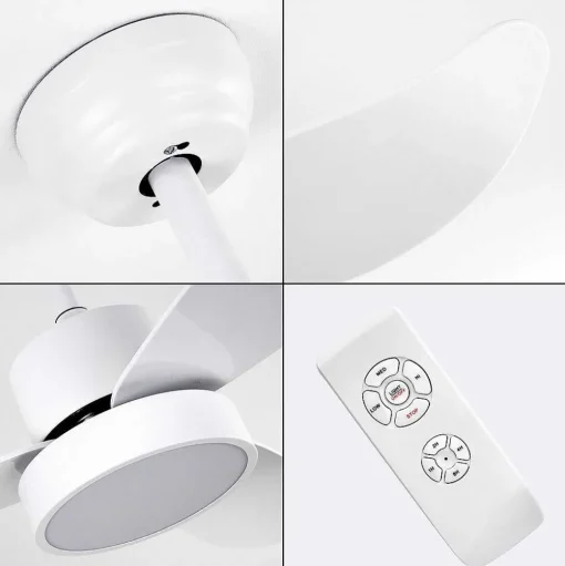 Ventilateur De Plafond Doha Led Blanc, 1 Lumiere, Telecommandes