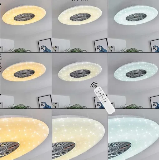 Ventilateur De Plafond Petrovac Led Chrome, Blanc, 1 Lumiere, Telecommandes