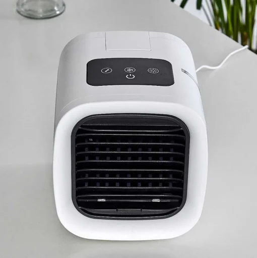 Ventilateur De Table Chania Led Noir, Blanc, 1 Lumiere, Changeur De Couleurs